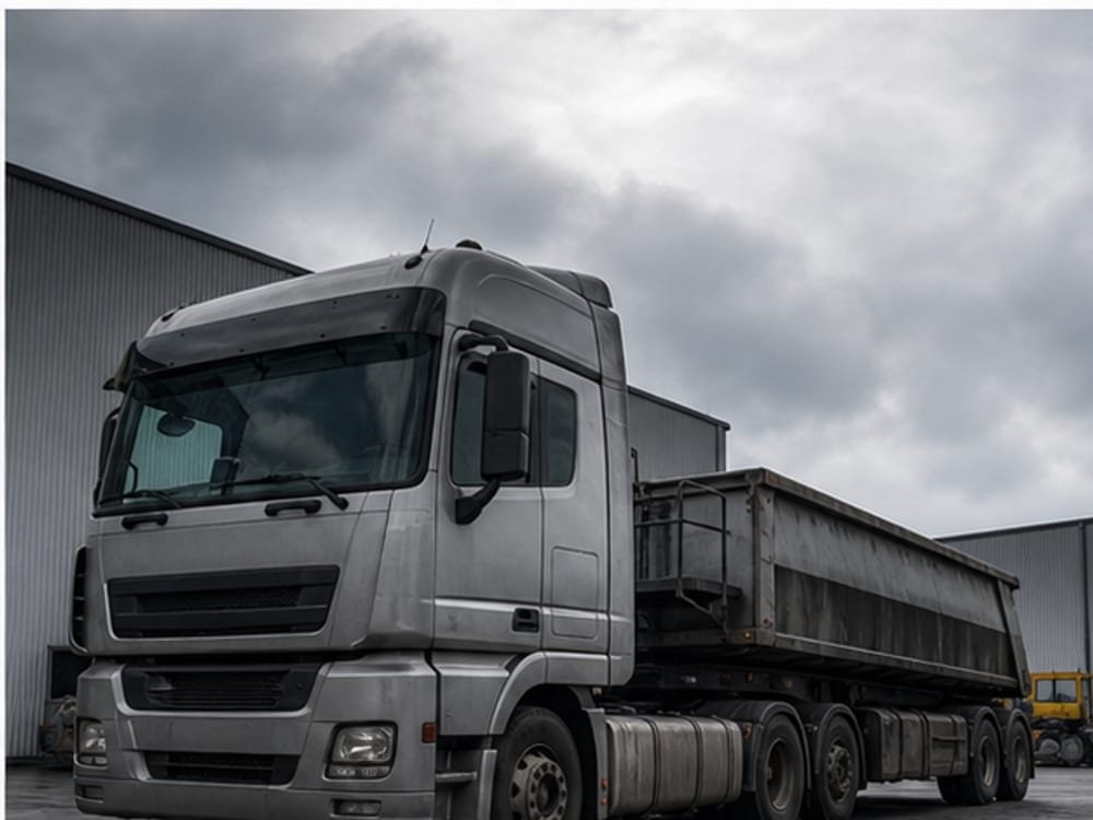 Camion diesel detenido en patio industrial