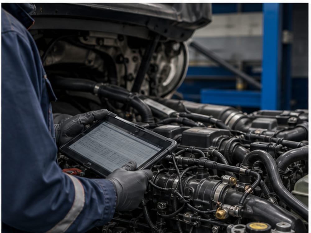 Revision preventiva de motor en camion de flota