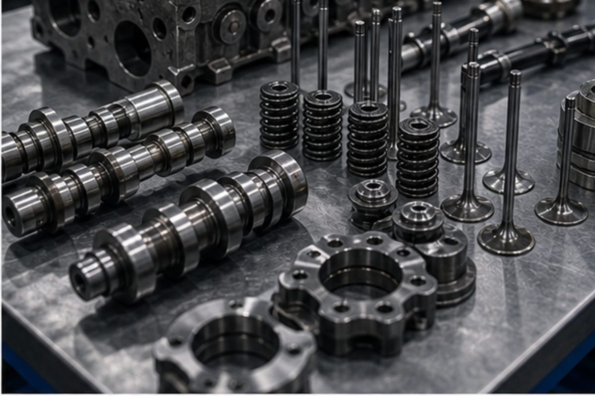 Culata y valvulas de motor diesel con acabado tecnico